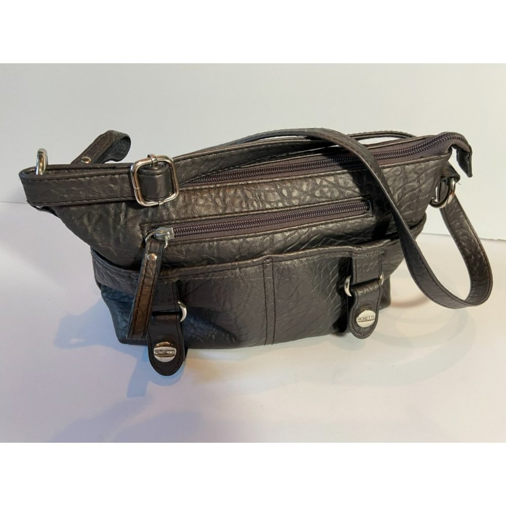 Rossetti Purse, mini bag, Shoulder, Crossbody Bag, faux leather, Gray, Zippers,